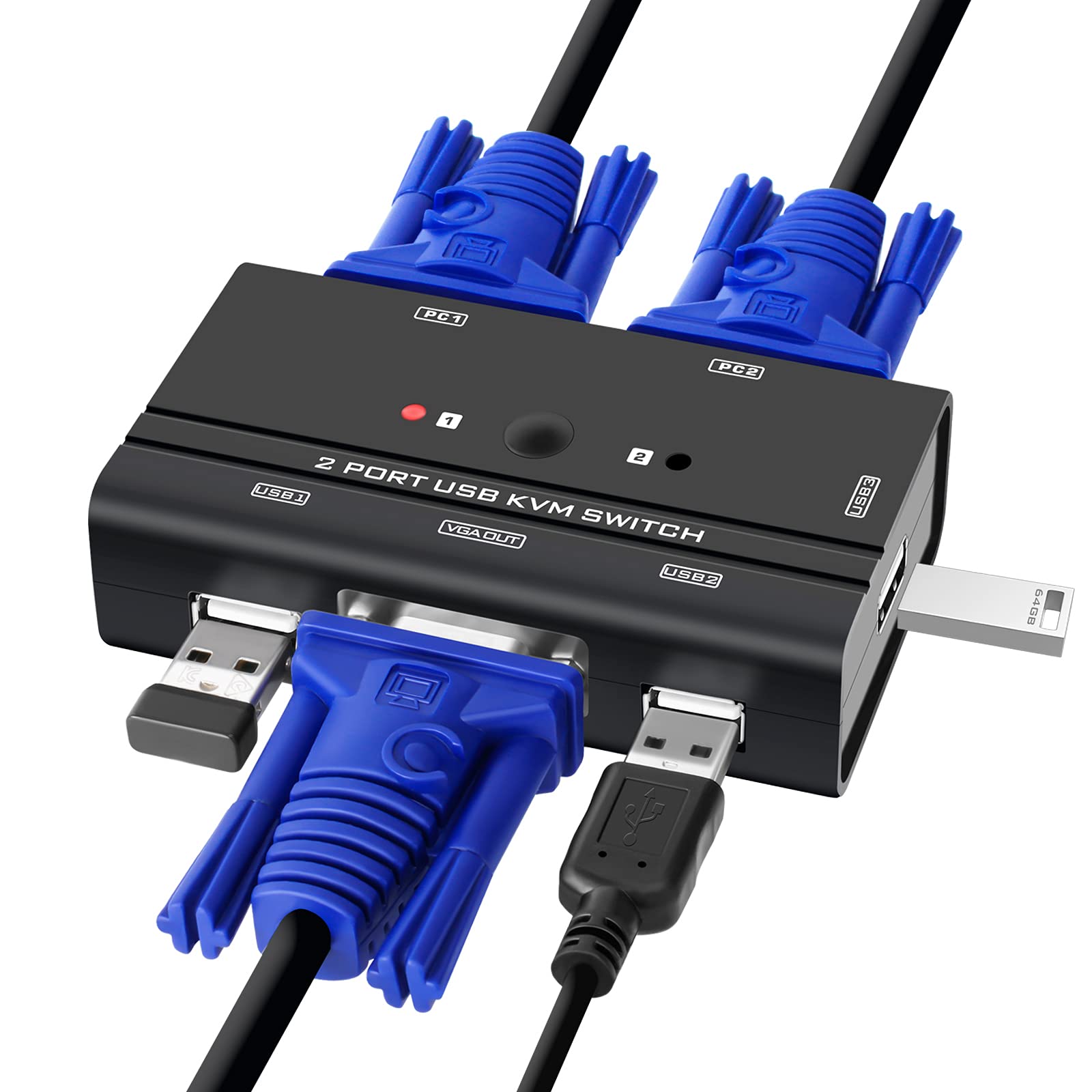 Amazon.com: VGA USB KVM Switch, 2 Port VGA KVM Switcher Selector